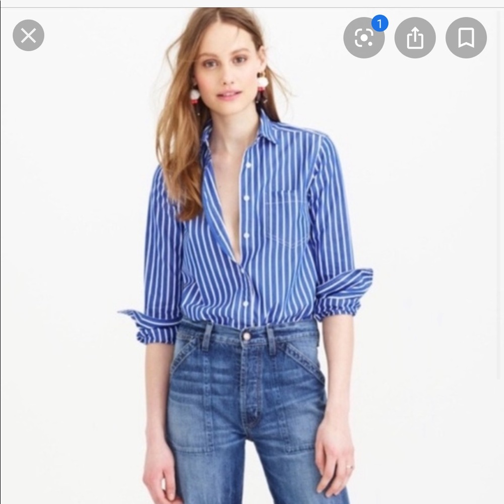 J crew blue stripped button down! Never worn!